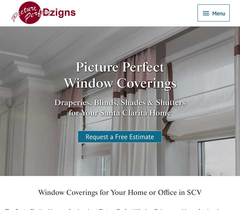 Window Coverings Website Example